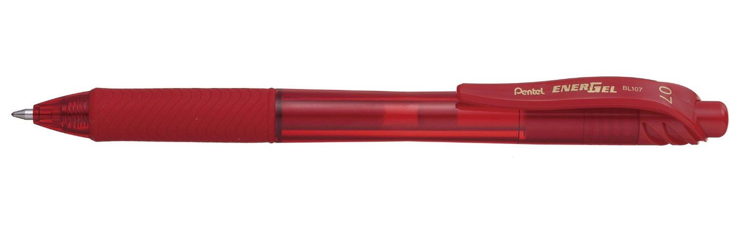 Pentel BL107-B Retractable Gel Pen - Red - 0.7mm - 1 Pack