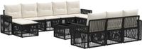 vidaXL Tuinbank - Set - 4 zitplekken - Zwart en crèmewit - Polyrattan