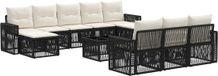 vidaXL Banc de jardin - Set - 4 places assises - Noir et blanc crème - Polyrotin