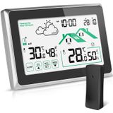 Merkloos Weerstation Weerstation - Draadloos weerstation met buitensensor - Digitale klok met LCD-touchscreen - Binnen en buiten weerstation - Weersvoorspelling