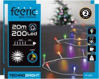 Feeric lights & Christmas Feeric lights Kerstverlichting - 2x - Gekleurd - 20 meter - 200 LED lampjes - Transparant snoer