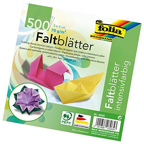 Folio 8955 Folding Sheets 5x5 cm, 70 g/m², 500 sheets assorted in 10 intense colors