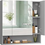 Songmics VASAGLE KAILYN Collection BBK129G01 badkamerspiegelkast, 3 deuren, open vak, verstelbare planken, 16,5 x 70 x 75 cm, duifgrijs