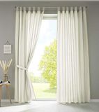 Gardinenbox 2-delige set gordijnen sjaal lussen "Berlin" HxB 225 x 140 cm crème ondoorzichtig microsatijn lichtdoorlatend plooiband effen mat, 20400N2