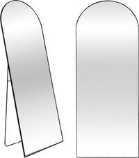 SensaHome Passpiegel - Minimalistische Design Wandspiegel - Staande Spiegel met Metalen Rand - Zwart - 160x60x4 CM