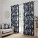 Dreams & Drapes - Marineblauwe blauweregen gordijnen B 46 x L 54 (117 x 137cm) - Donkerblauwe gordijnen met oogjes met bloemen - blauwe bloemen gordijnen en gordijnen voor slaapkamer en woonkamer -