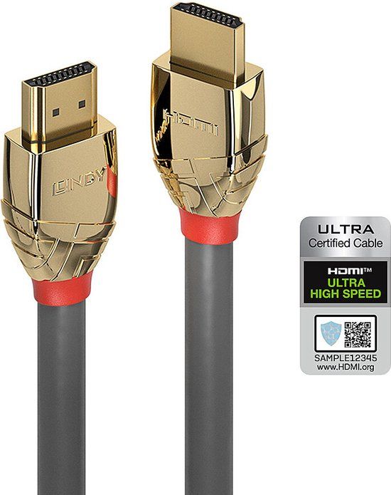 LINDY 37603 HDMI-kabel Aansluitkabel HDMI-A-stekker, HDMI-A-stekker 3.00 m Grijs 8K UHD