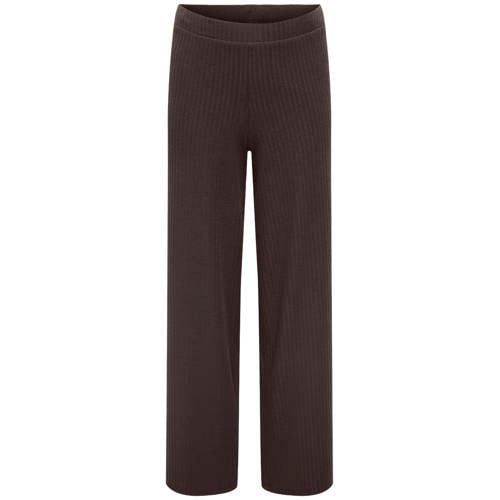 ONLY KIDS ONLY GIRL wide leg casual broek met textuur donkerbruin