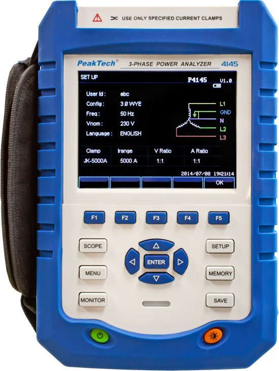 Peaktech 4145: 3-fase Power Quality Analyzer ~ met TFT-display en datalogger