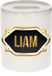 Bellatio Decorations Shoppartners Bv Spaarpot met voornaam Liam - wit - met goud/zwart embleem - 8 x 9 cm - keramiek - met afsluitdop - cadeau verjaardag
