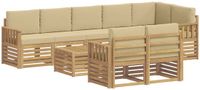 vidaXL - Bank loungeset - 8 zitplekken - Polyester - Wit en Beige