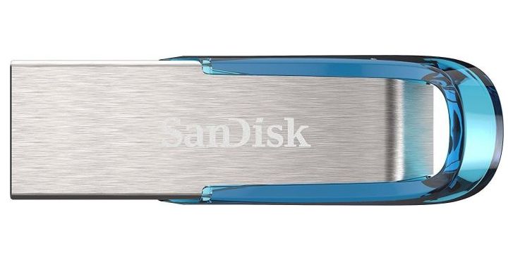 SanDisk Ultra Flair USB Flash Drive - 64GB - USB 3.2 Gen 1 - Blue/Silver