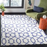 SAFAVIEH Dhurrie Collection Hedendaags tapijt voor woonkamer, eetkamer, slaapkamer - korte pool, ivoor en paars, 122 x 183 cm