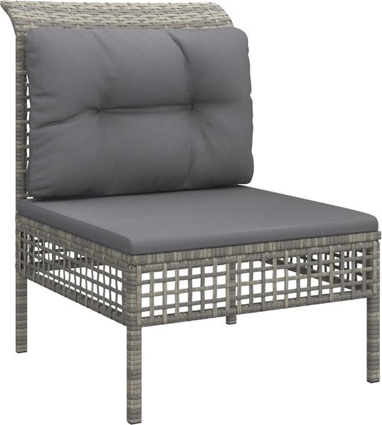 vidaXL 6-delige Loungeset met kussens poly rattan grijs