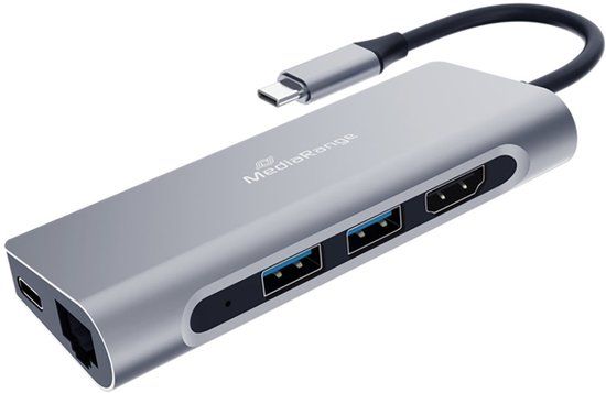 MediaRange MRCS510 USB-C Docking Station - Zilver