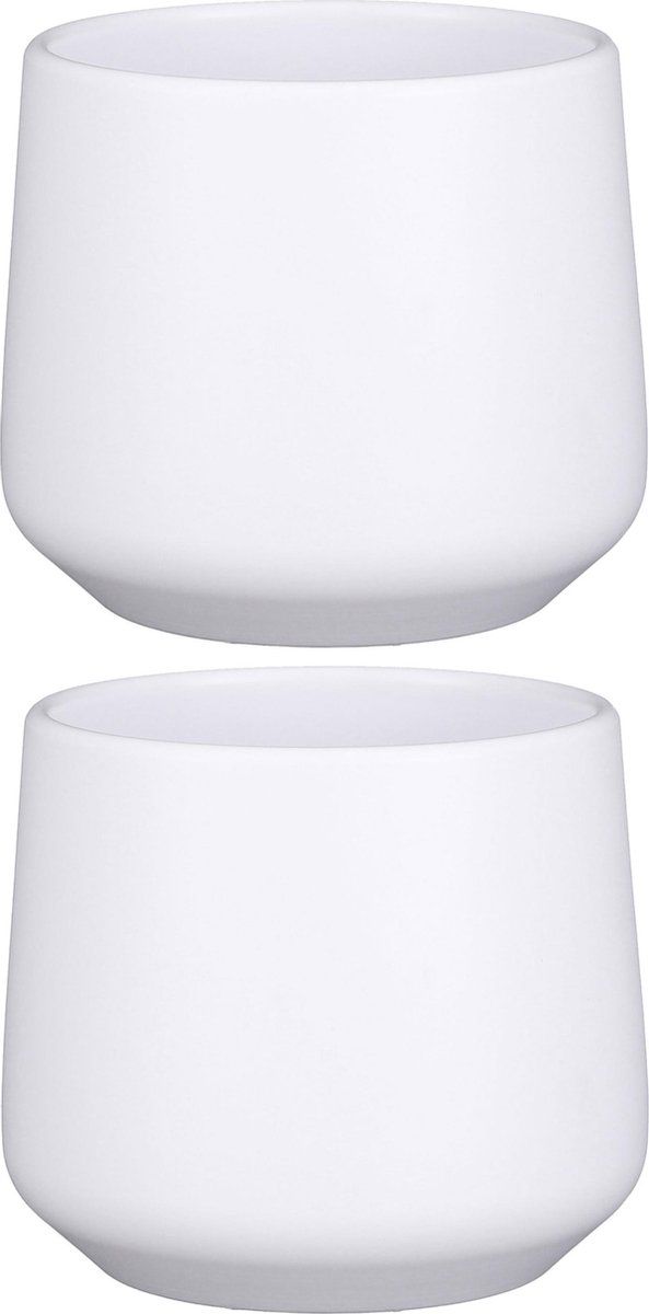 Mica Decorations Bloempot - Mat Wit Keramiek - 14 x 15.5 cm - Set van 3