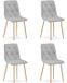 LEOBERT LIBRA Chaise de salle à manger – Lot de 4 – Tissu gris clair – Pieds en bois