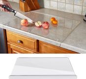 Merkloos Transparante snijplank van 3 mm, acryl, transparant, aanrechtbladbeschermingsplank met rand, antislip snijplank, snijplank voor in de keuken, fruitsnijder, 400 * 300 (inclusief 30 mm bocht)