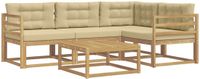 vidaXL Hoek loungeset 4 zitplaatsen Polyester Wit en Beige