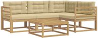 vidaXL Hoek loungeset 4 zitplaatsen Polyester Blanc et Beige