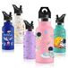 Vikaster Thermosfles met rietje, roestvrijstalen thermosfles, 350 ml, BPA-vrij, houdt 12 uur warm en 24 uur koud, geschikt voor kinderen, scholen, fietsers, gymzalen
