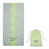 Reebok Strandlaken, zandvrij, sneldrogend, lichtgewicht en compact, inclusief draagtas, grote reishanddoek voor zwembad, sportschool en reisbenodigdheden, 90 x 180 cm, grijs/limoen wolkenprint