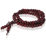 Memphis Accessories Tibetaanse Mala gebedsarmband Houten kralen Roodbruin