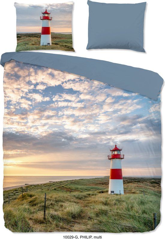 Good Morning Dekbedovertrek "vuurtoren in de duinen" - Tweepersoons (200x200/220 cm) - Multi - Katoen