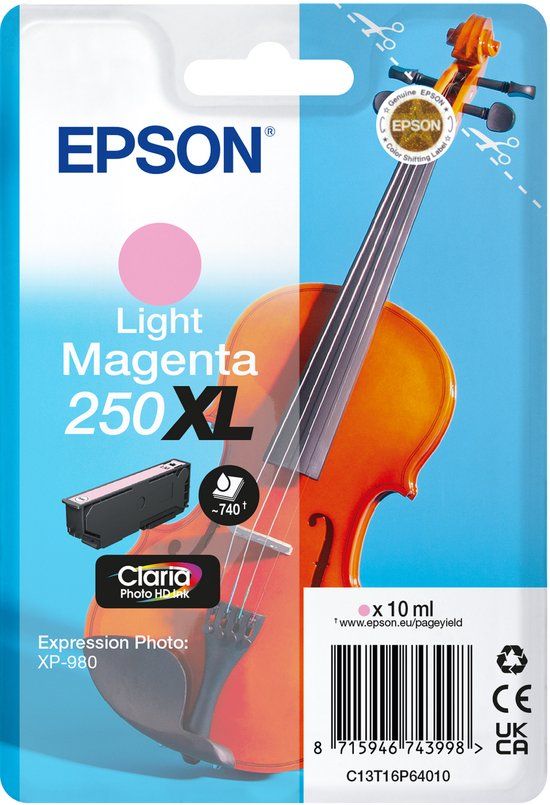 Epson 250XL Violin Claria Photo HD Lichtmagenta Inktcartridge