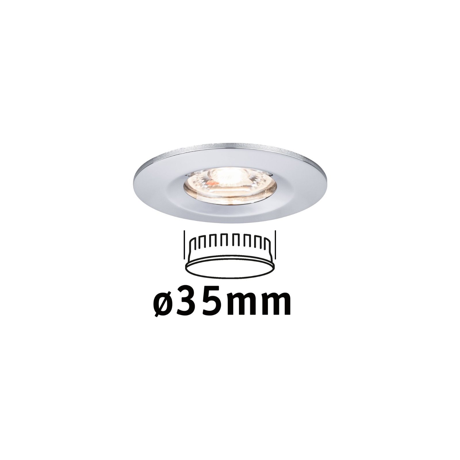 Paulmann Nova 94302 Mini LED inbouwlamp Coin rond stijf incl. 1x4 Watt Plafondinbouwspot chroom inbouwlamp aluminium warmwit 2700 K, 4 W