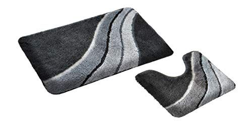 S&S-Shop Badmatset - Grijs - Kiel - 2-delig - antislip