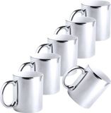 Merkloos / Sans marque Makito Western Europe Mok - 6x - metallic zilver - keramiek - 350 ml