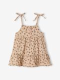 VERTBAUDET Jurk baby meisjes bretels biologisch katoen beige