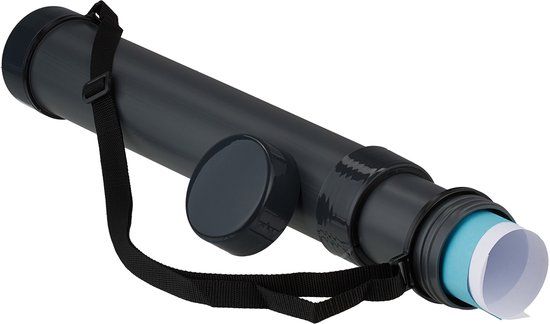 Relaxdays Tekenkoker - 51-85 cm - Ø 9 cm - uitschuifbaar - zwart