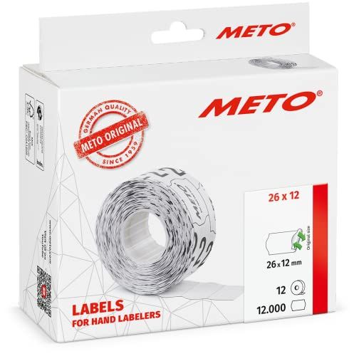 METO etiketten 30007347 - 26x12mm - 12 rollen - wit
