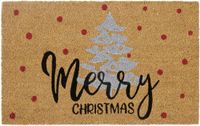 Hanse Home Kokos Deurmat Kerst - Antislip Vuilvanger Mat Natuurlijk voor Binnen, Deurmat Zilveren Kerstboom Kokosvezelmat voor Entree & Overdekte Buitenruimte - 40x70cm
