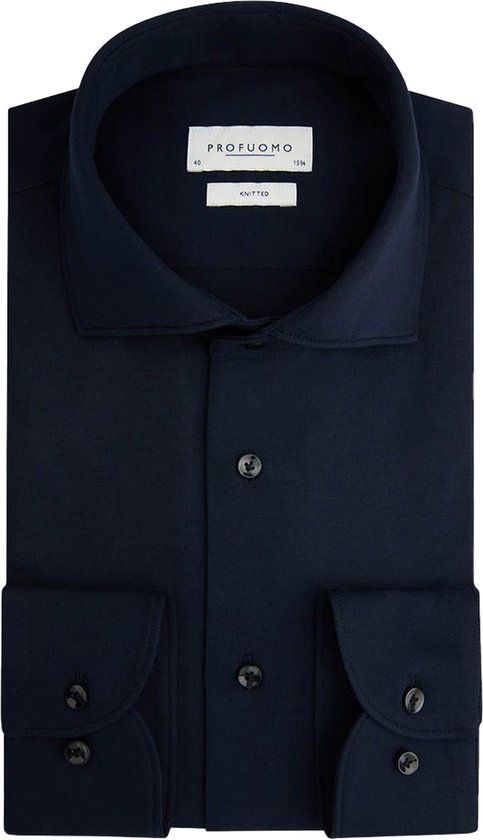 Profuomo Knitted Overhemd - Navy - Men - Size 39 - Slim-fit
