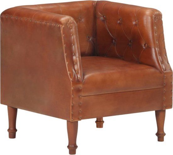 vidaXL Fauteuil echt leer bruin