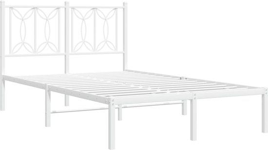 vidaXL Bedframe met hoofdbord metaal wit 120x190 cm