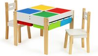 ECOTOYS Kindertafel en stoeltjes - Wit - Hout - 2 stoelen