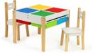 ECOTOYS Kindertafel en stoeltjes - Wit - Hout - 2 stoelen