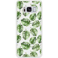 Samsung Galaxy S8 Feuilles de monstera Verstevigd hoesje met sublimatie bedrukking