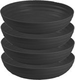 Plasticforte Bols/petits bols - 4x - dessert/petit déjeuner - plastique - D22 x 5.5 cm - anthracite