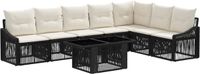 vidaXL Tuinbank Set 8 st Zwart en Crème Wit poly rattan