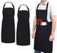 Ruvanti Professionele kwaliteit zwarte schorten voor mannen/vrouwen verstelbare nekriem, maat M tot XXL (groot 34 x 28 inch) comfortabel en katoen verrijken BBQ/chef-kokschort/kappersschort/canvas