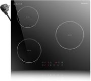 Merkloos / Sans marque Inductiekookplaat - Wit - 60 cm - Met Stekker en 3 Branders - Voor Koken en Braden
