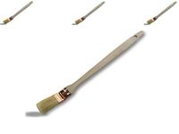 Platte Kibros Platte kwast met schuine kop voor radiatorverf, 3 stuks, breedte 30 mm, vulling van witte zijde, koperen huls, houten handvat, hoeken voor buizen, randen, Kibros 340P_30 x 3