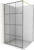 Mexen Kioto douchescherm Walk-in 100 x 200 cm, zwart raster 8 mm, geborsteld goud