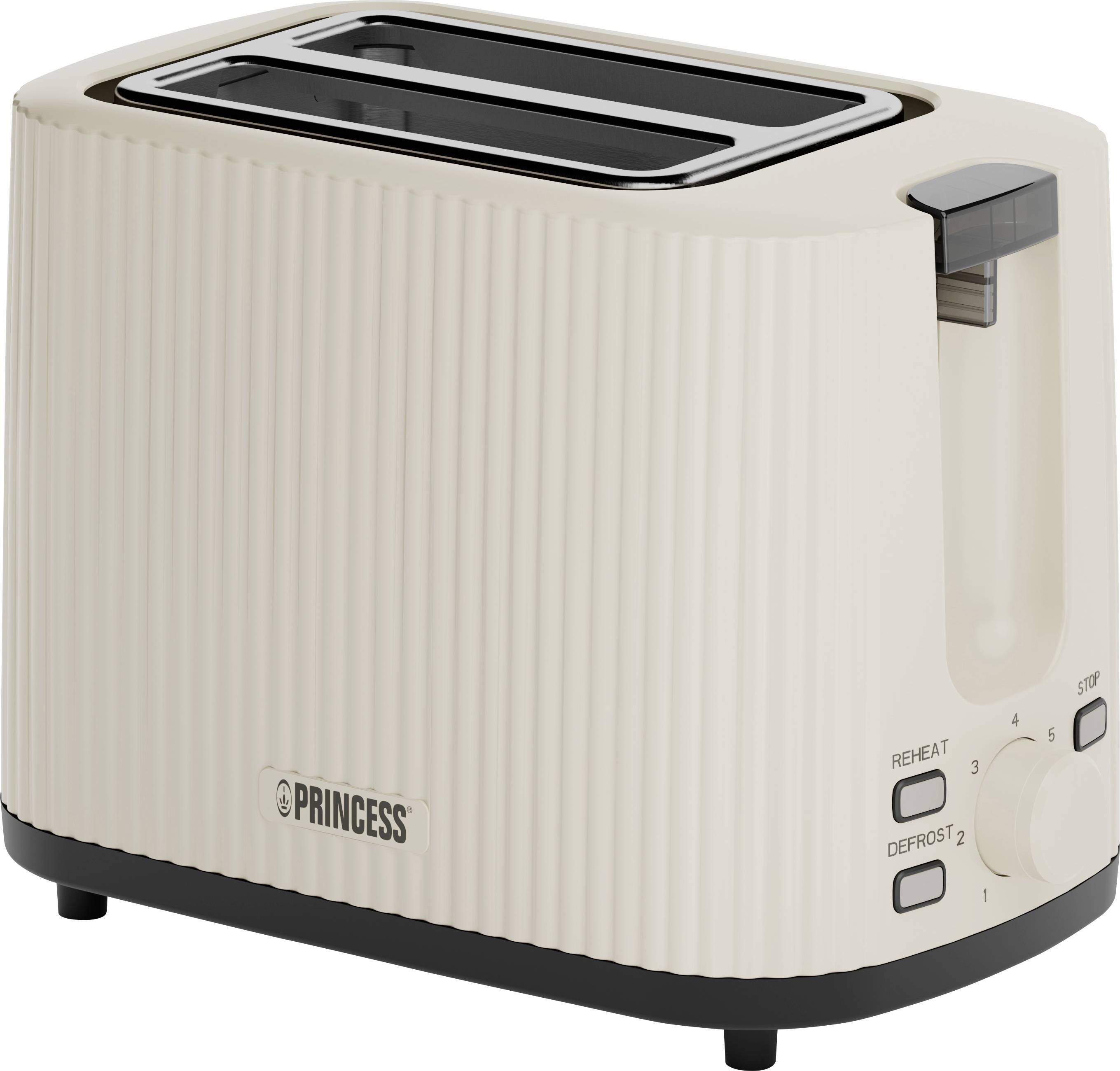 Princess Broodrooster Wave 142337 - Beige - Retro - Compact - 7 Instelbare standen - 930 Watt