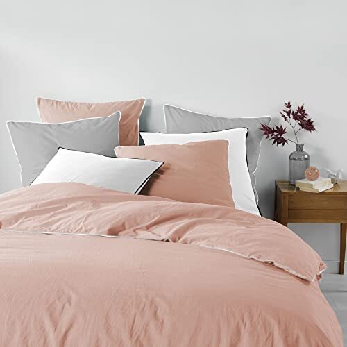 Douceur d'Intérieur Beddengoed, 3-delig, 240 x 220 cm, roze, 100% katoen, linette